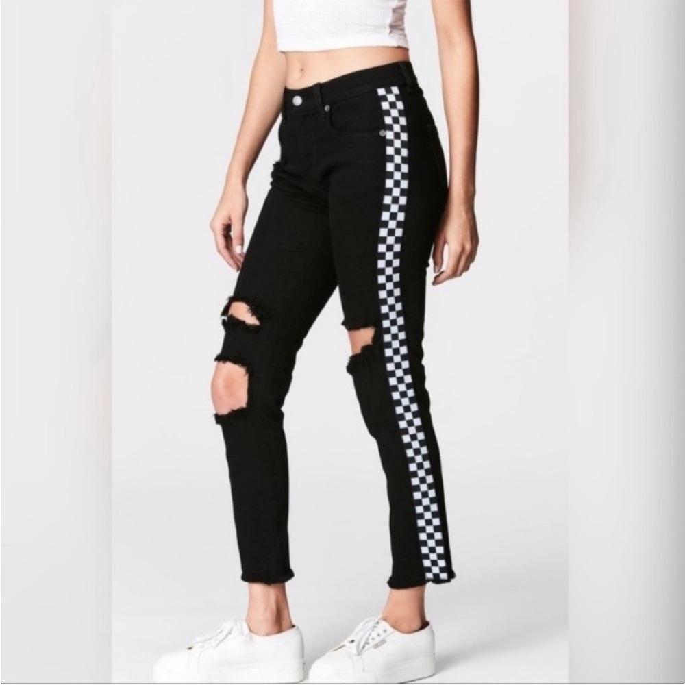 LG CARMAR Mia checker board distressed jeans